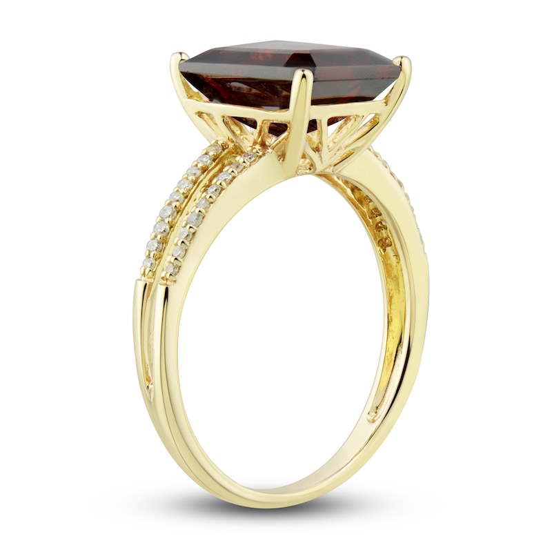 Main Image 6 of Natural Garnet Ring, Earring & Necklace Set 1/5 ct tw Diamonds 10K Yellow Gold