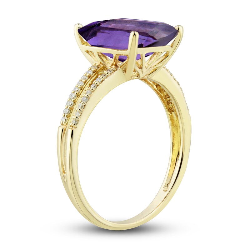 Main Image 6 of Natural Amethyst Ring, Earring & Necklace Set 1/5 ct tw Diamonds 10K Yellow Gold