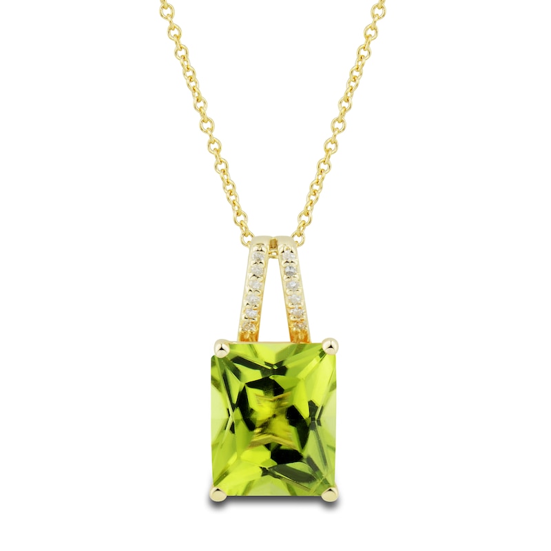 Main Image 2 of Natural Peridot Ring, Earring & Necklace Set 1/5 ct tw Diamonds 10K Yellow Gold