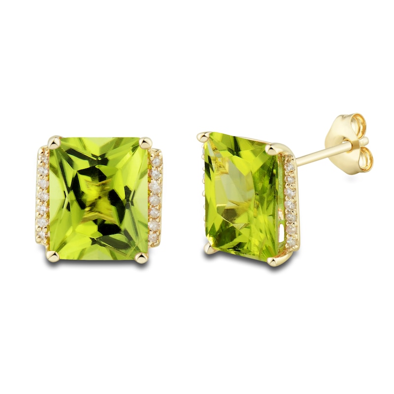 Main Image 3 of Natural Peridot Ring, Earring & Necklace Set 1/5 ct tw Diamonds 10K Yellow Gold