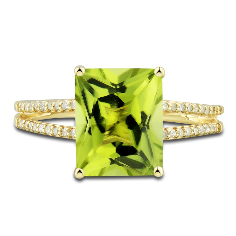 Main Image 5 of Natural Peridot Ring, Earring & Necklace Set 1/5 ct tw Diamonds 10K Yellow Gold