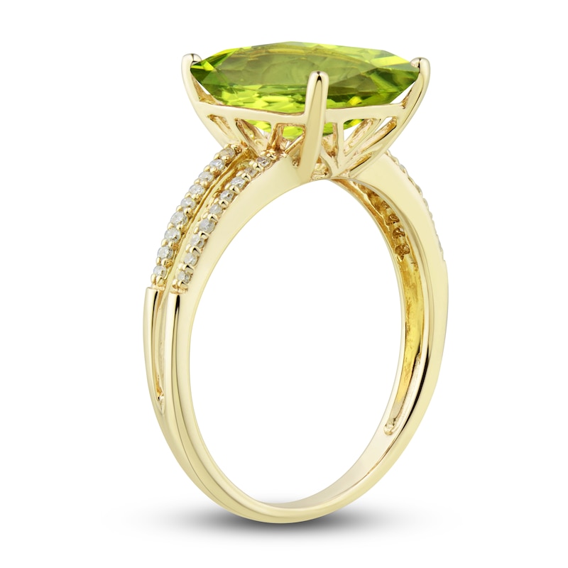 Main Image 6 of Natural Peridot Ring, Earring & Necklace Set 1/5 ct tw Diamonds 10K Yellow Gold