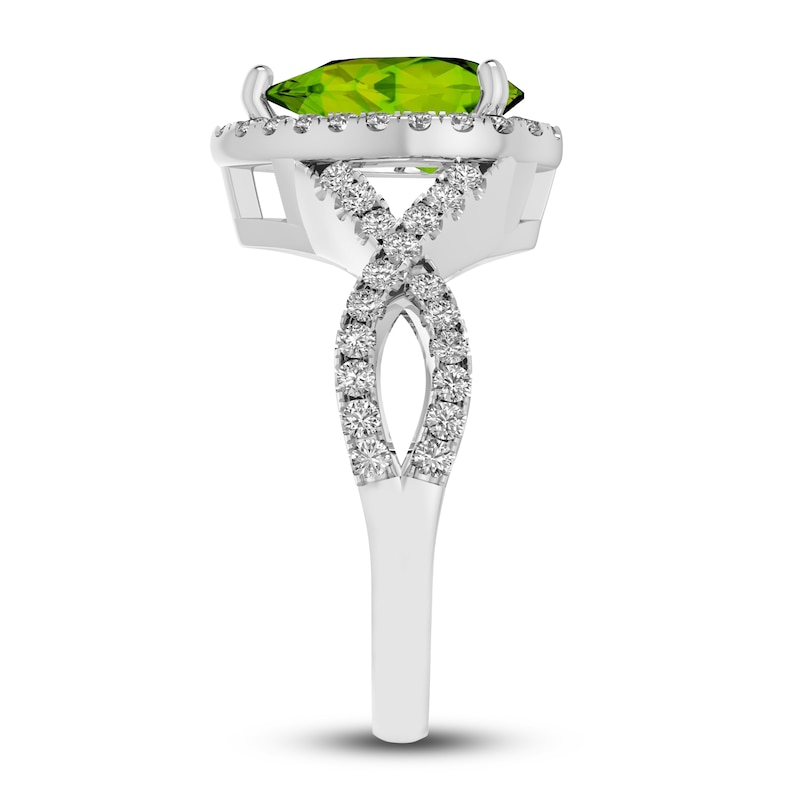 Main Image 2 of Natural Peridot & Natural White Topaz Ring 10K White Gold