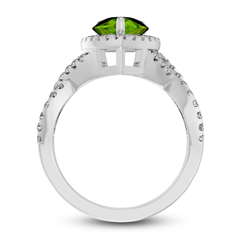 Main Image 3 of Natural Peridot & Natural White Topaz Ring 10K White Gold