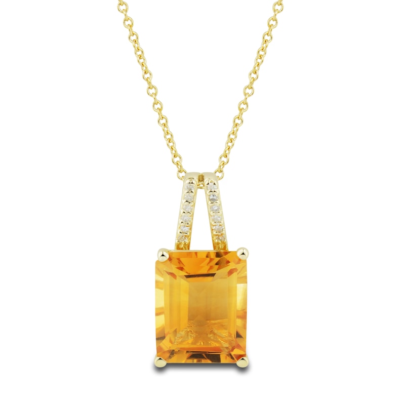 Natural Citrine Ring, Earring & Necklace Set 1/5 ct tw Emerald 10K Yellow Gold