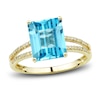 Thumbnail Image 4 of Natural Swiss Blue Topaz Ring, Earring & Necklace Set 1/5 ct tw Diamonds 10K Yellow Gold