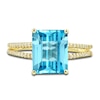 Thumbnail Image 5 of Natural Swiss Blue Topaz Ring, Earring & Necklace Set 1/5 ct tw Diamonds 10K Yellow Gold