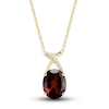 Thumbnail Image 2 of Natural Garnet Ring, Earring & Necklace Set 1/5 ct tw Diamonds 10K Yellow Gold