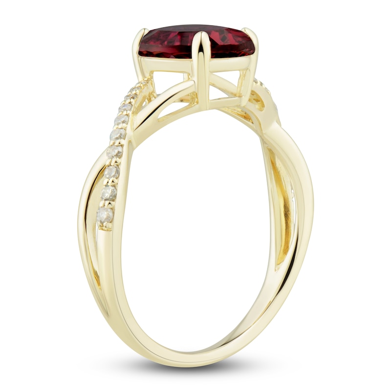 Main Image 6 of Natural Garnet Ring, Earring & Necklace Set 1/5 ct tw Diamonds 10K Yellow Gold