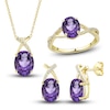 Thumbnail Image 1 of Natural Amethyst Ring, Earring & Necklace Set 1/5 ct tw Diamonds 10K Yellow Gold