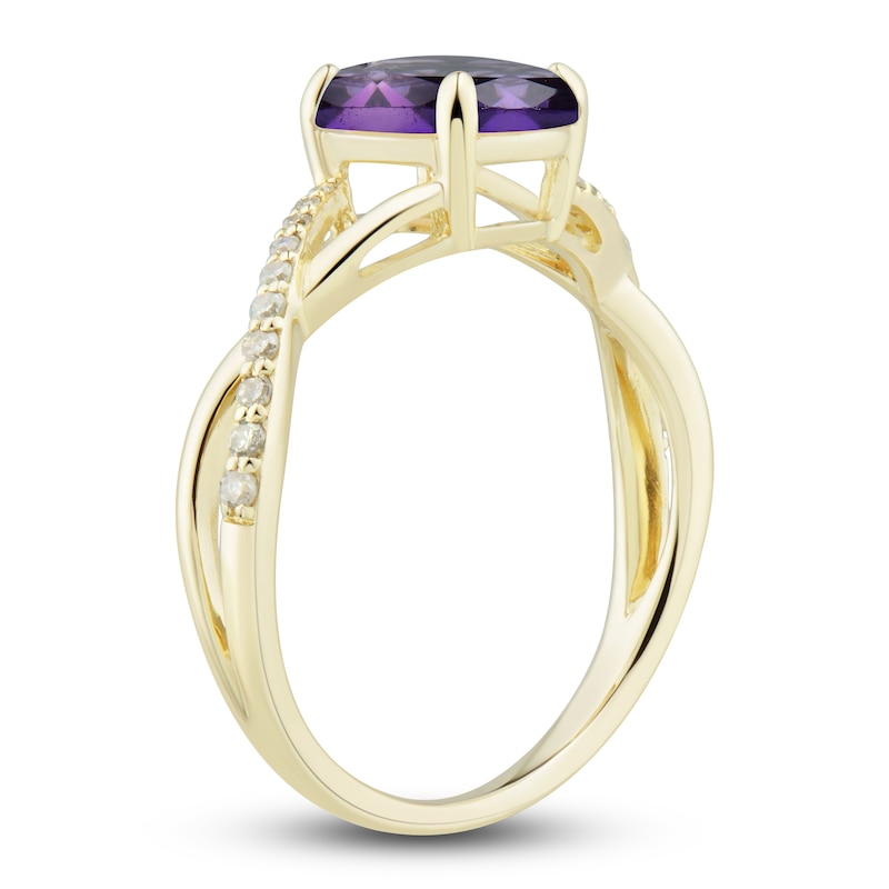 Main Image 6 of Natural Amethyst Ring, Earring & Necklace Set 1/5 ct tw Diamonds 10K Yellow Gold