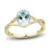 Thumbnail Image 3 of Natural Aquamarine Ring, Earring & Necklace Set 1/5 ct tw Diamonds 10K Yellow Gold