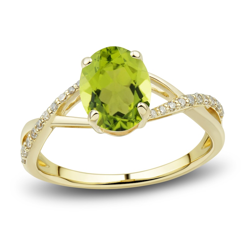 Main Image 4 of Natural Peridot Ring, Earring & Necklace Set 1/5 ct tw Emerald 10K Yellow Gold
