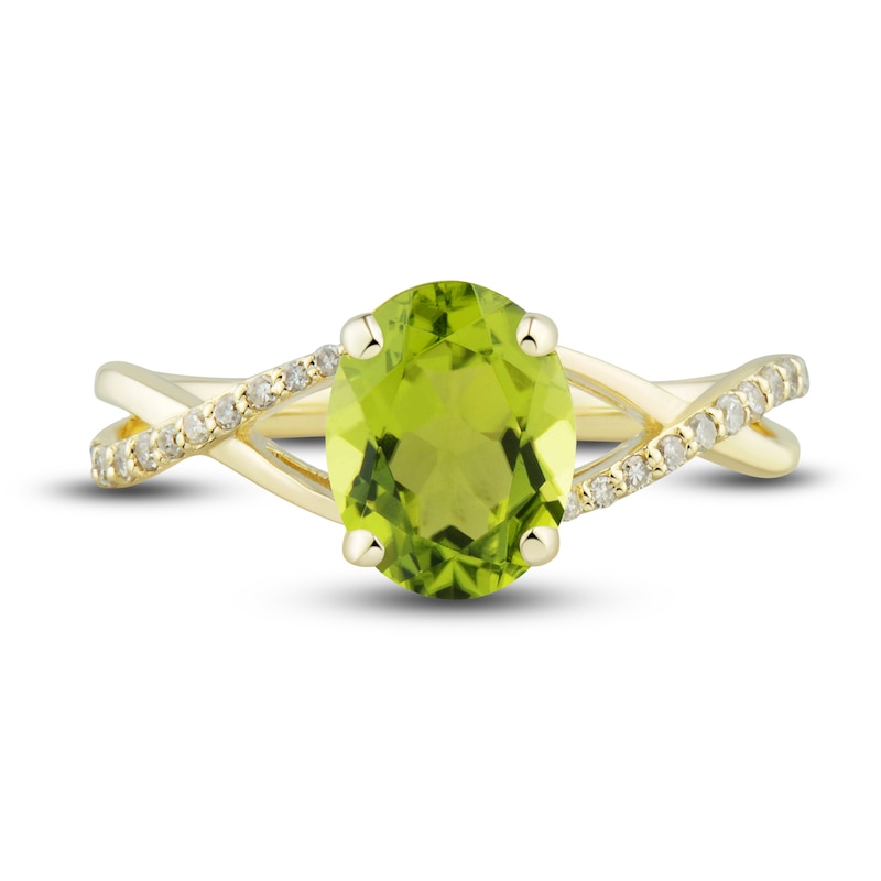 Main Image 5 of Natural Peridot Ring, Earring & Necklace Set 1/5 ct tw Emerald 10K Yellow Gold