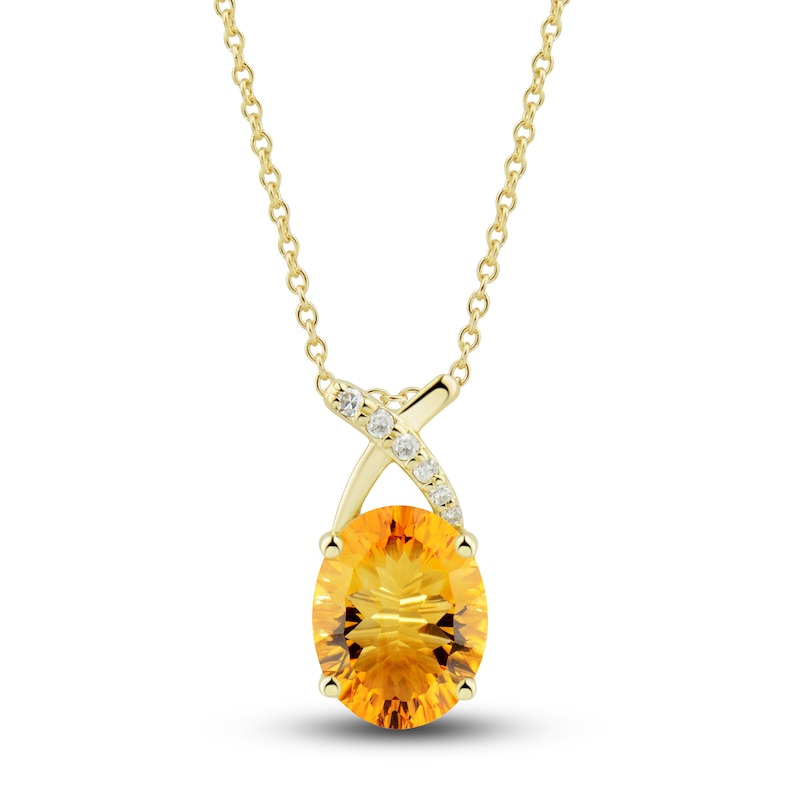 Main Image 2 of Natural Citrine Ring, Earring & Necklace Set 1/5 ct tw Diamonds 10K Yellow Gold