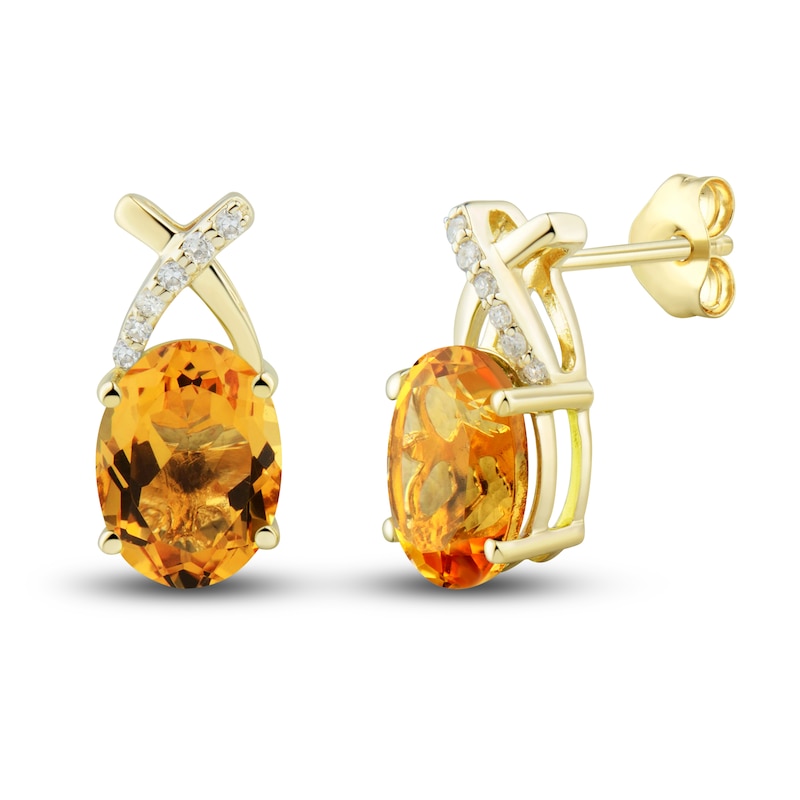 Main Image 3 of Natural Citrine Ring, Earring & Necklace Set 1/5 ct tw Diamonds 10K Yellow Gold