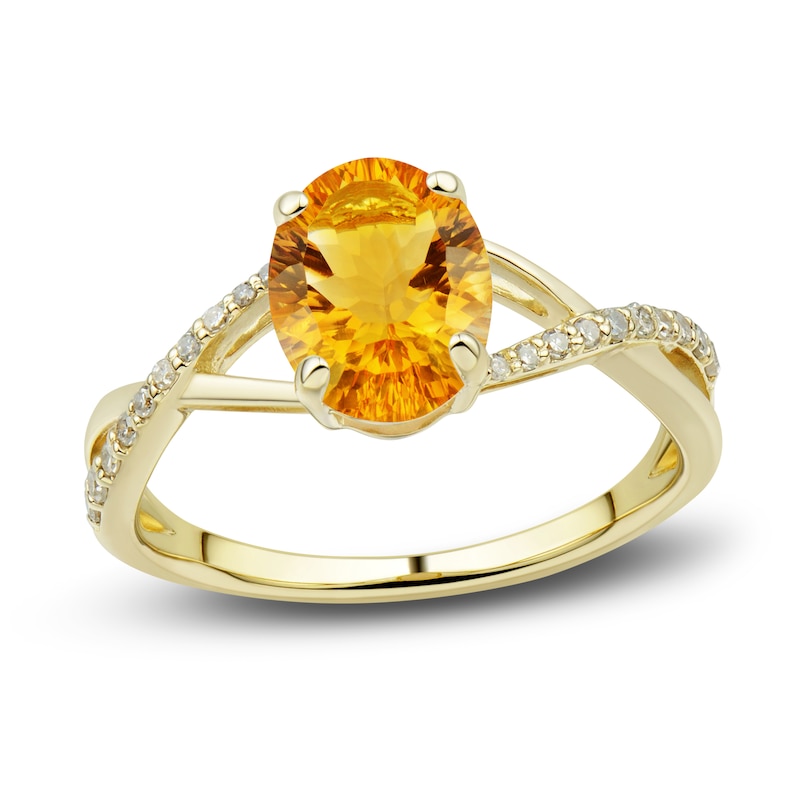 Main Image 4 of Natural Citrine Ring, Earring & Necklace Set 1/5 ct tw Diamonds 10K Yellow Gold