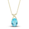 Thumbnail Image 2 of Natural Swiss Blue Topaz Ring, Earring & Necklace Set 1/5 ct tw Diamonds 10K Yellow Gold