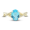 Thumbnail Image 5 of Natural Swiss Blue Topaz Ring, Earring & Necklace Set 1/5 ct tw Diamonds 10K Yellow Gold