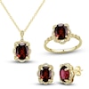 Thumbnail Image 0 of Natural Garnet Ring, Earring & Necklace Set 1/3 ct tw Diamonds 10K Yellow Gold