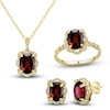 Thumbnail Image 1 of Natural Garnet Ring, Earring & Necklace Set 1/3 ct tw Diamonds 10K Yellow Gold