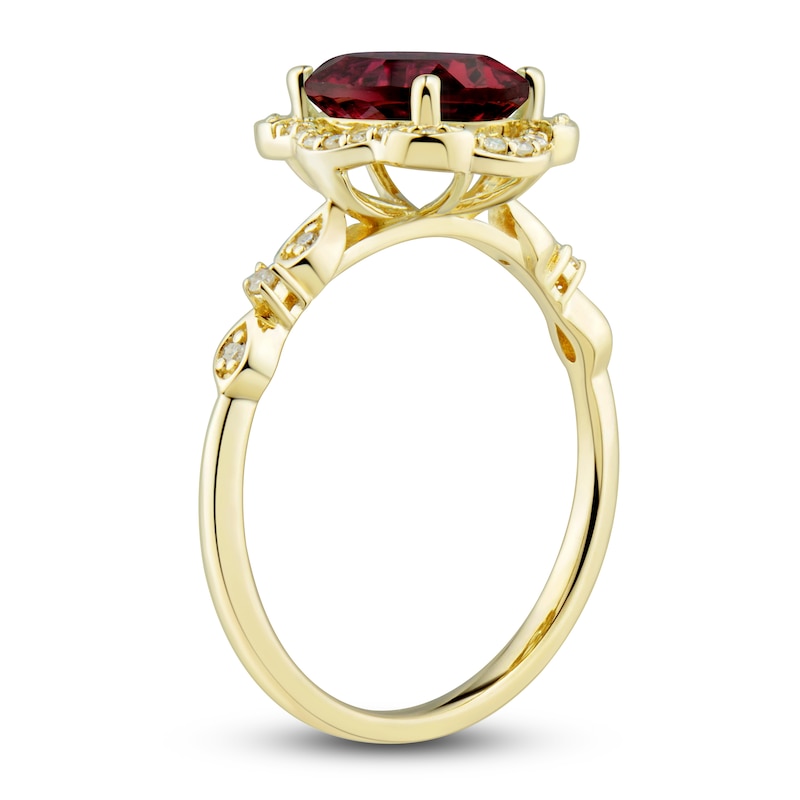 Natural Garnet Ring, Earring & Necklace Set 1/3 ct tw Diamonds 10K Yellow Gold