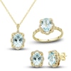 Thumbnail Image 0 of Natural Aquamarine Ring, Earring & Necklace Set 1/3 ct tw Diamonds 10K Yellow Gold