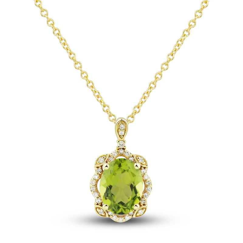 Main Image 2 of Natural Peridot Ring, Earring & Necklace Set 1/3 ct tw Emerald 10K Yellow Gold