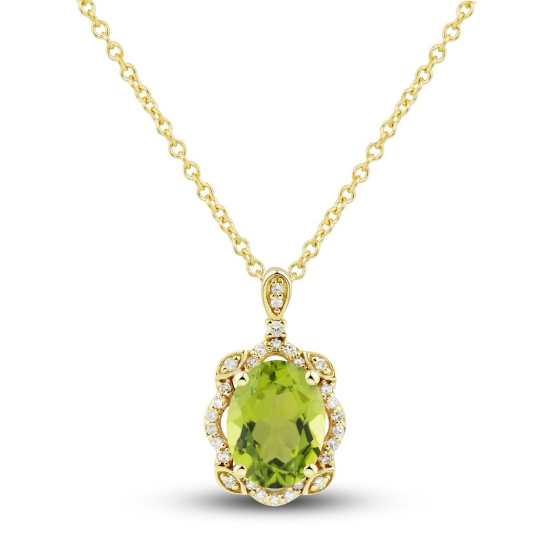 Natural Peridot Ring, Earring & Necklace Set 1/3 ct tw Emerald 10K Yellow Gold