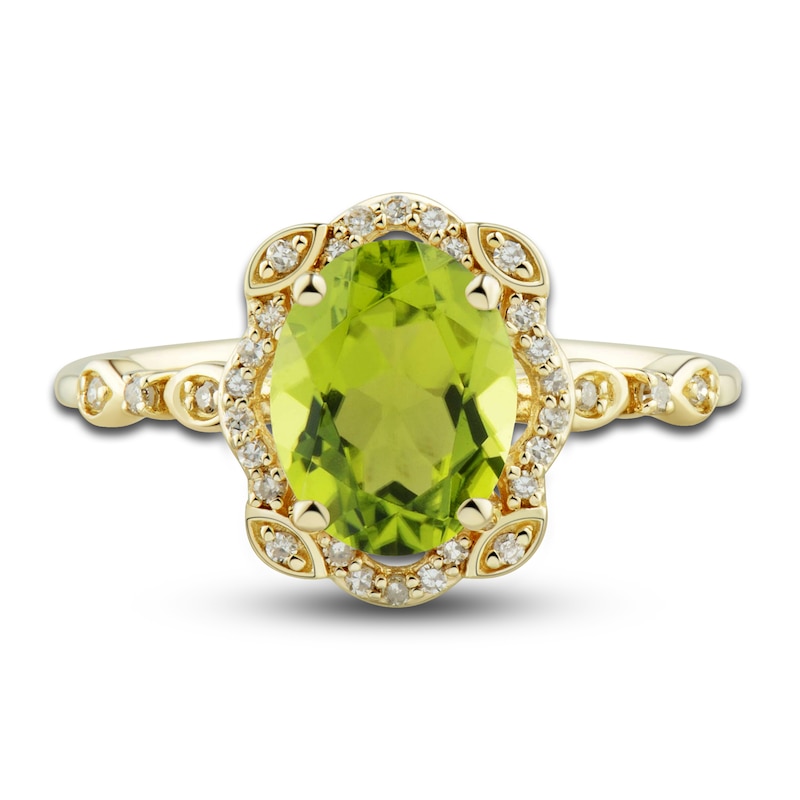 Natural Peridot Ring, Earring & Necklace Set 1/3 ct tw Emerald 10K Yellow Gold