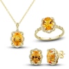 Thumbnail Image 1 of Natural Citrine Ring, Earring & Necklace Set 1/3 ct tw Diamonds 10K Yellow Gold