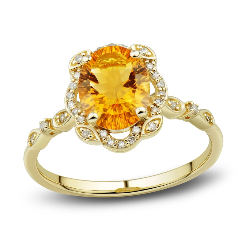 Main Image 4 of Natural Citrine Ring, Earring & Necklace Set 1/3 ct tw Diamonds 10K Yellow Gold