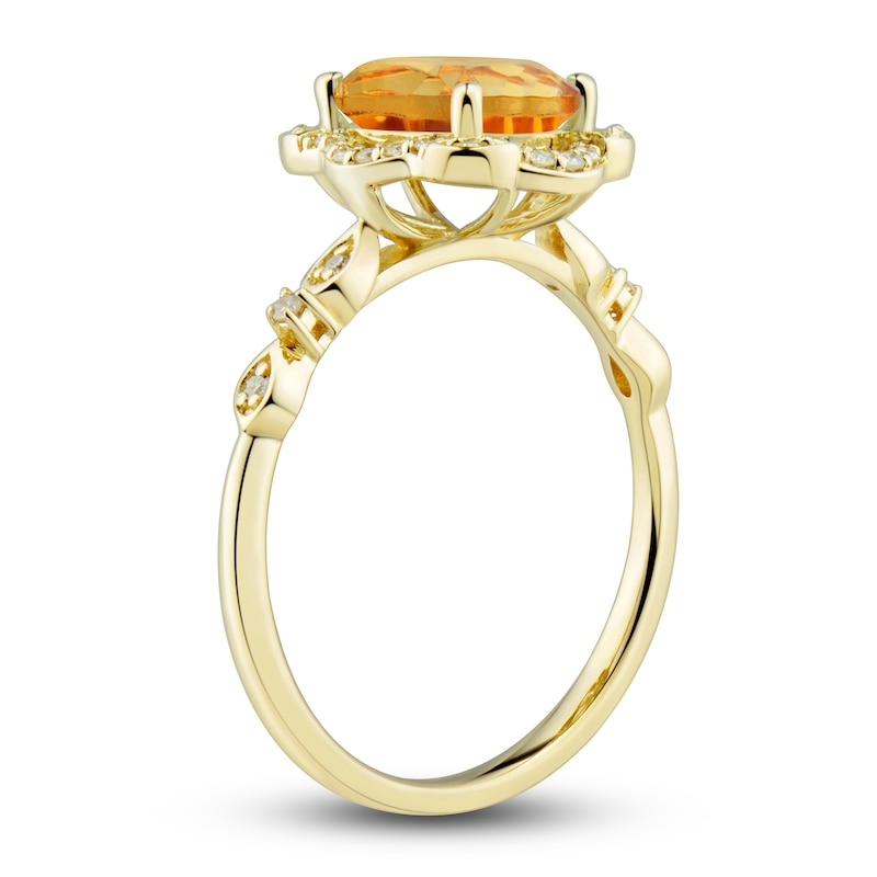 Main Image 6 of Natural Citrine Ring, Earring & Necklace Set 1/3 ct tw Diamonds 10K Yellow Gold