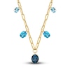 Thumbnail Image 1 of Natural Blue Topaz Paperclip Station Necklace 10K Yellow Gold 18&quot;
