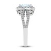 Thumbnail Image 2 of Natural Aquamarine & Natural White Topaz Oval Ring 10K White Gold