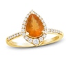 Thumbnail Image 1 of Natural Fire Opal Ring 1/4 ct tw Diamonds 10K Yellow Gold