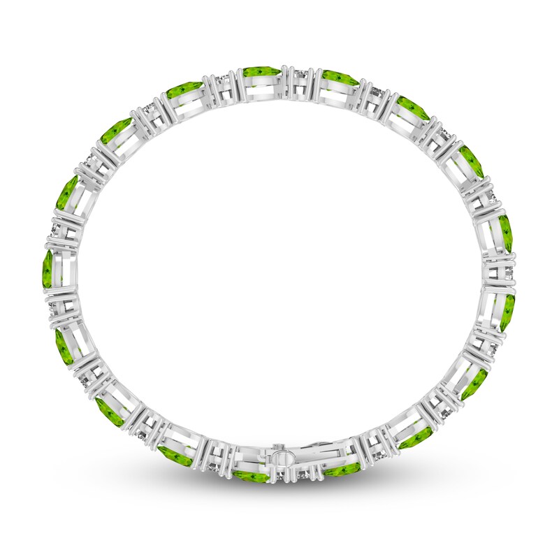 Main Image 2 of Natural Peridot & White Lab-Created Sapphire Tennis Bracelet Sterling Silver 7.25"
