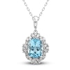 Thumbnail Image 1 of Natural Aquamarine Pendant Necklace 1/4 ct tw Diamonds 10K White Gold 18"