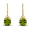 Thumbnail Image 0 of Natural Peridot Drop Earrings 1/6 ct tw Diamonds 10K Yellow Gold