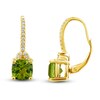 Thumbnail Image 1 of Natural Peridot Drop Earrings 1/6 ct tw Diamonds 10K Yellow Gold