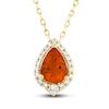 Thumbnail Image 0 of Natural Fire Opal Pendant Necklace 1/6 ct tw Diamonds 10K Yellow Gold 18"