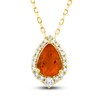 Thumbnail Image 0 of Natural Fire Opal Pendant Necklace 1/6 ct tw Diamonds 10K Yellow Gold 18"