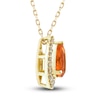 Thumbnail Image 1 of Natural Fire Opal Pendant Necklace 1/6 ct tw Diamonds 10K Yellow Gold 18"