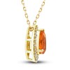 Thumbnail Image 2 of Natural Fire Opal Pendant Necklace 1/6 ct tw Diamonds 10K Yellow Gold 18"