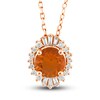 Thumbnail Image 1 of Natural Fire Opal Pendant Necklace 1/6 ct tw Diamonds 10K Rose Gold 18"