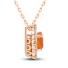 Thumbnail Image 2 of Natural Fire Opal Pendant Necklace 1/6 ct tw Diamonds 10K Rose Gold 18"
