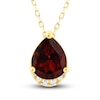 Thumbnail Image 1 of Natural Garnet Pendant Necklace 1/20 ct tw Diamonds 10K Yellow Gold 18"