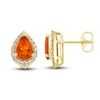Thumbnail Image 0 of Natural Fire Opal Stud Earrings 1/4 ct tw Diamonds 10K Yellow Gold