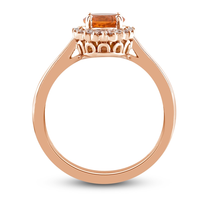 Natural Fire Opal Ring 1/6 ct tw Diamonds 10K Rose Gold