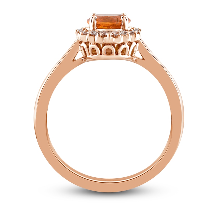 Main Image 2 of Natural Fire Opal Ring 1/6 ct tw Diamonds 10K Rose Gold